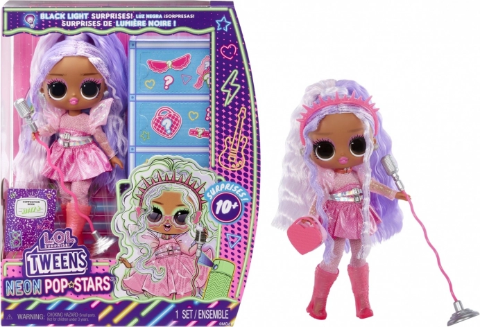 L.O.L. Surprise! Tweens Neon Pop Stars Kitty K lutka s UV iznenađenjem