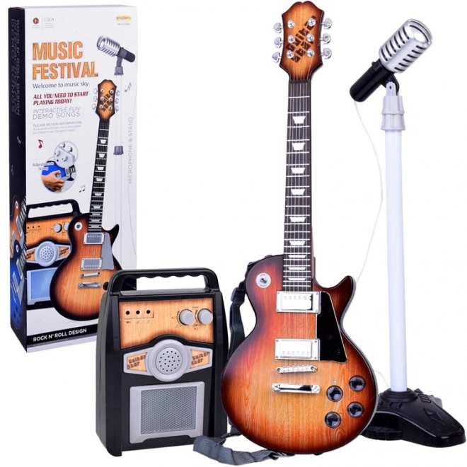 Električna gitara s mikrofonom i pojačalom za djecu karaoke