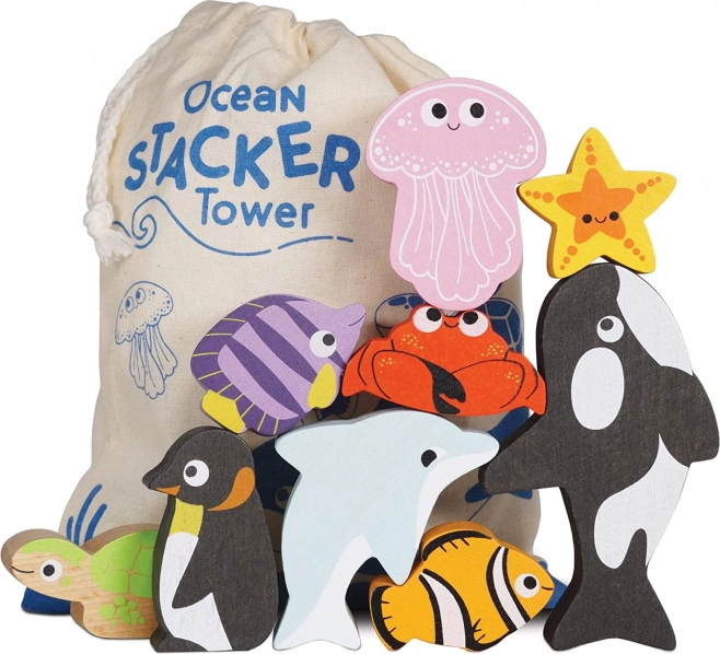 Le Toy Van Petilou slagalica toranj ocean – drveni set od 9 dijelova
