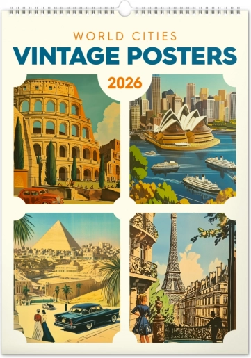 Zidni kalendar Vintage plakati – svjetski gradovi 2026