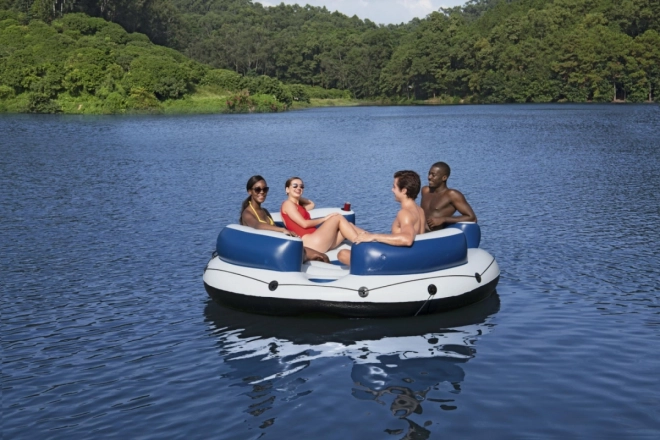 BESTWAY Lazy Dayz Napuhujući plivački otok za 4 osobe 239x63,5 + mrežasto dno + 4 napuhujuća naslona + 2 crna putnika