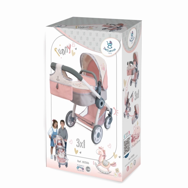 DeCuevas 80586 Sklopiva kolica za lutke 3 u 1 s torbom FUNNY 2023 - 70 cm