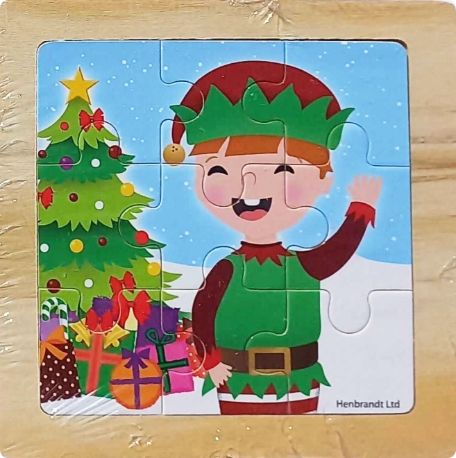 Drvene puzzle Božić s vilenjakom – 9 dijelova