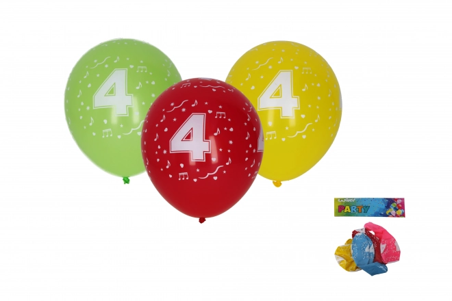 Balon na napuhavanje s brojem 4, 30 cm - set od 5 komada