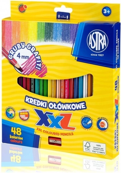 Drvene bojice ASTRA s XXL grafitom, 48 boja