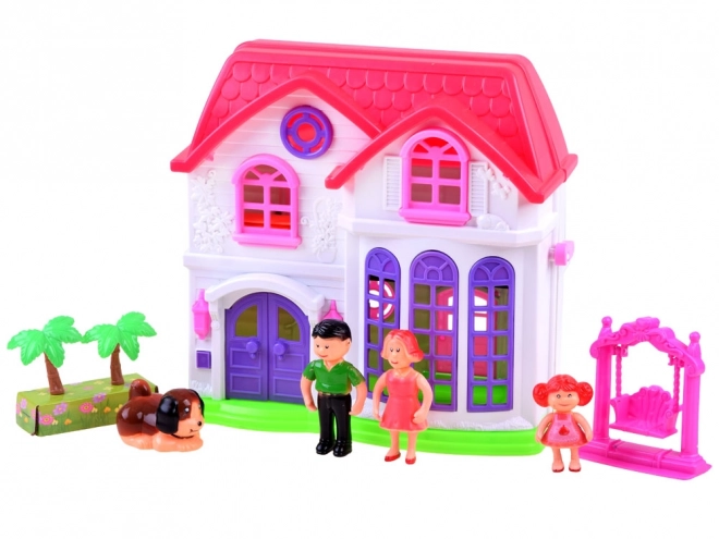 Folding family house with furniture and dolls