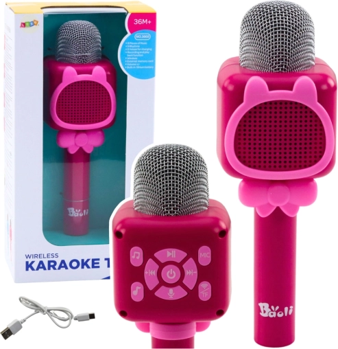 Bežični Bluetooth karaoke mikrofon s izmjenjivačem glasa – ružičasti