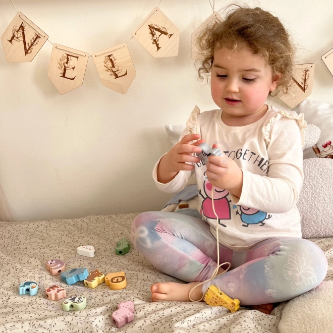 WOOPIE GREEN drvena navlačna zada ZOO Montessori 13 dijelova