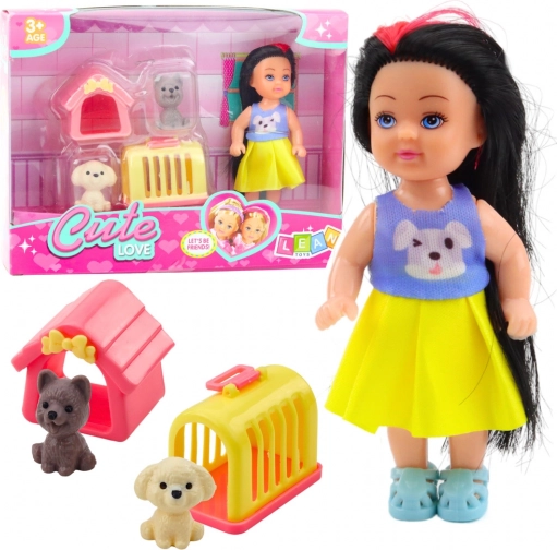 Set Mini Lutkica s Haljinicom Psi Kućica Transporter