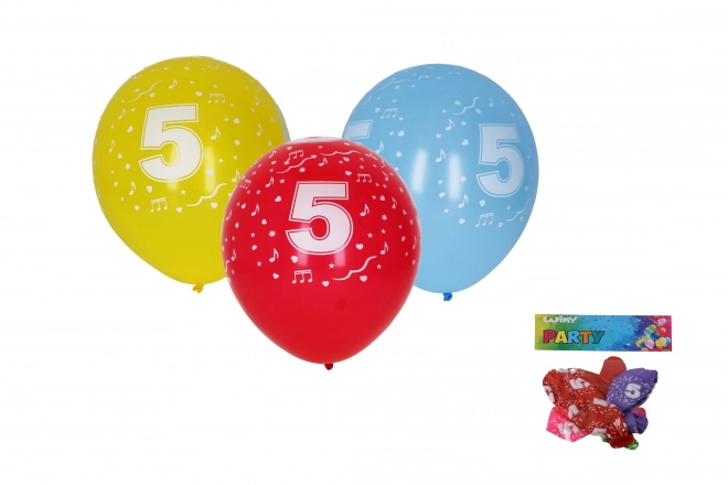 Balon na napuhavanje s brojem 5, 30 cm - 5 komada