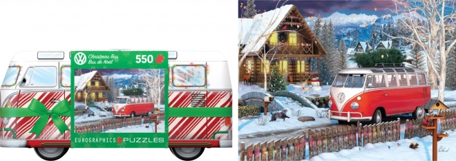 EUROGRAPHICS puzzle u limenoj kutiji božićni autobus Volkswagen 550 dijelova
