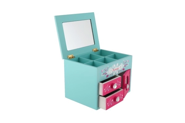 Škrinjica za nakit Princess 3 ladice s poklopcem i ogledalom drvo 16x12,5x12cm u kutiji