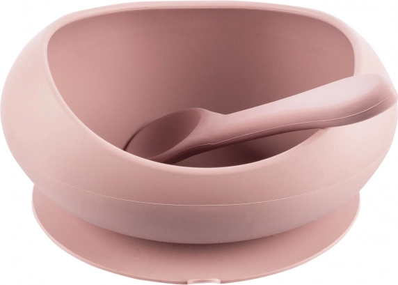 Silikonska zdjelica s povišenim rubovima i vakuumskom prijanjaljkom, Old Pink