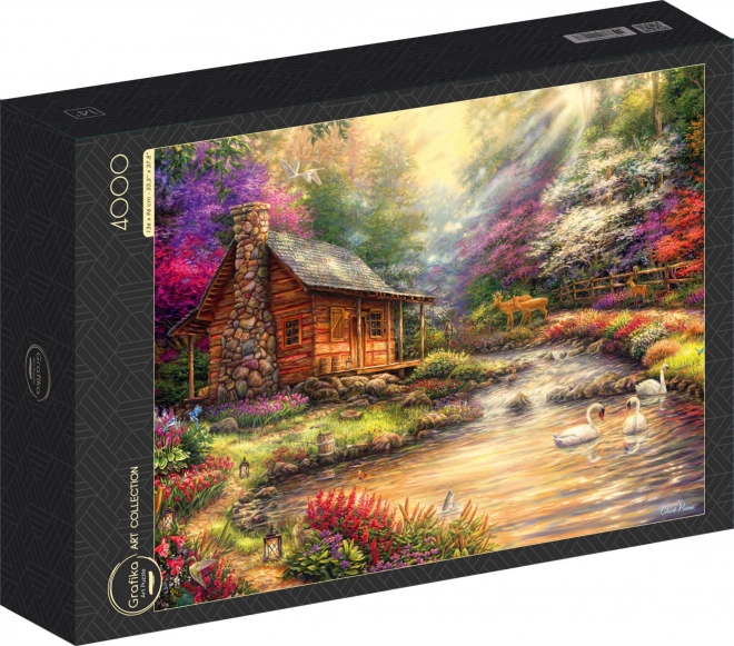 Grafika puzzle Utvrda uz obalu potoka 4000 dijelova