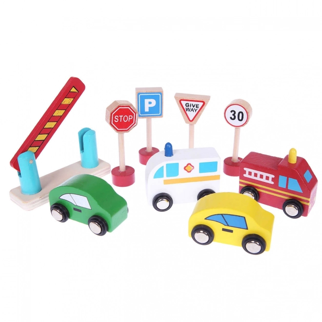 Drvena garažna staza s liftom + autići Ecotoys
