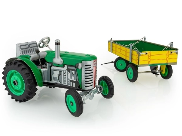 Traktor Zetor s prikolicom zelenim na ključ metal 28cm Kovap u kutiji