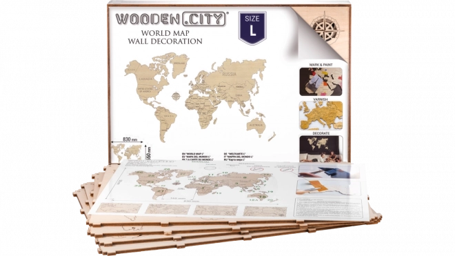 Drvena karta svijeta WOODEN CITY velika