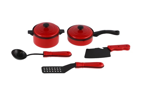 Plastični kuhinjski set posuđa 7 kom crveni na kartici 21x28cm