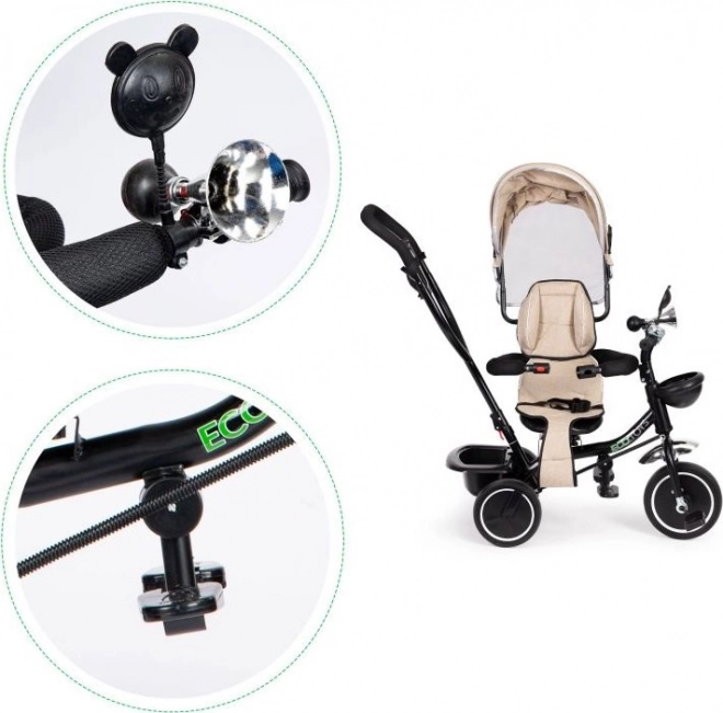 ECOTOYS Trokolica sa krovom i vodilicom bež
