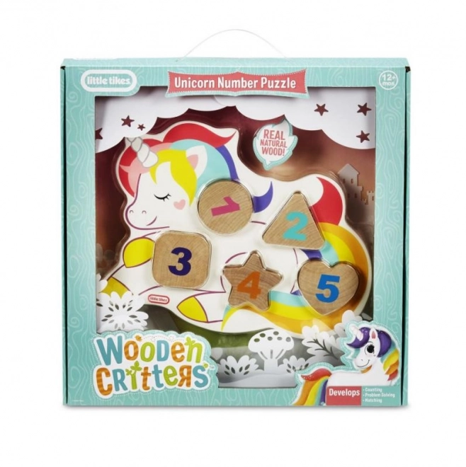 Little Tikes Drvene puzzle s brojevima - Jednorog, Dinosaurus, Lama