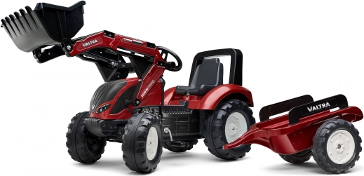 Dječji pedali traktor VALTRA s prednjom kašikom i odvojivom prikolicom od 3 godine