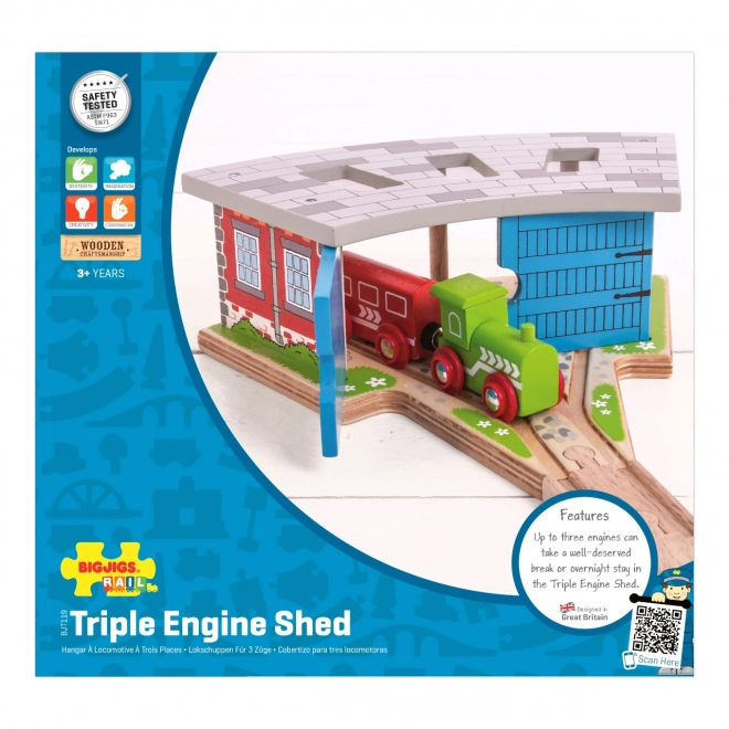 Bigjigs Rail Trostruko skladište s vratima