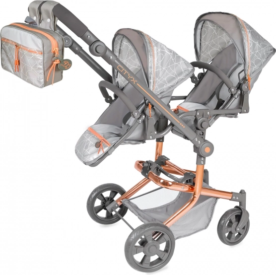 Sklopiva kolica za blizance za lutke s ruksakom CITY X – 91 cm
