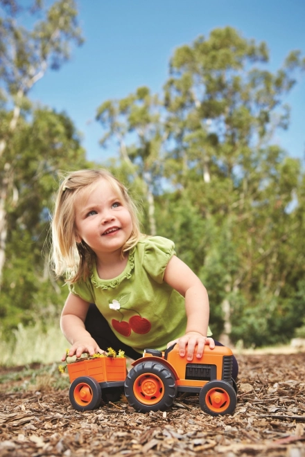 Traktor s prikolicom narančasti od Green Toys