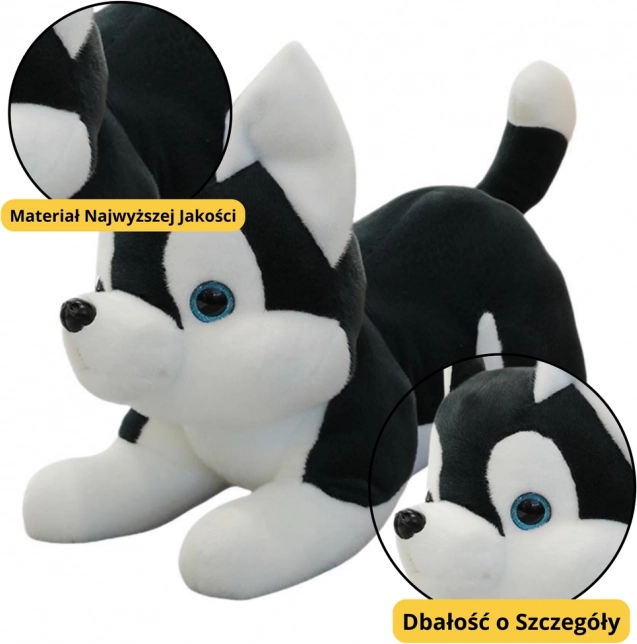 Plišana igračka psić Husky crno-bijeli 30 cm