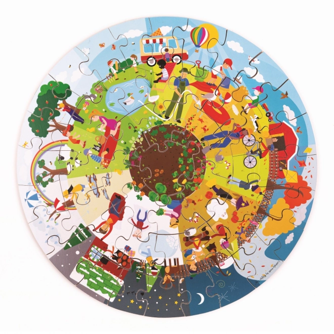 Bigjigs Igračke Okrugle podne puzzle Četiri godišnja doba 50 dijelova
