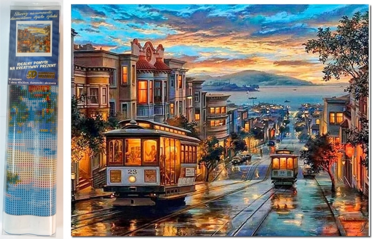 dijamantno slikanje tramvaj u gradu 30 × 40 cm