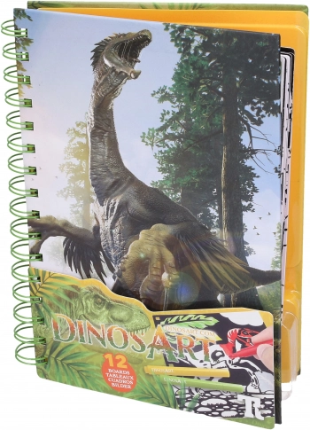 Baršunaste bojanke DINOSART – dinosauri, 12 ploča i mini flomasteri