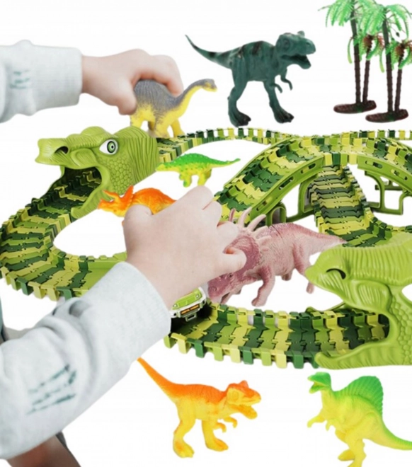 Dinosaurov trkaći staza s automobilčićem i figuricama