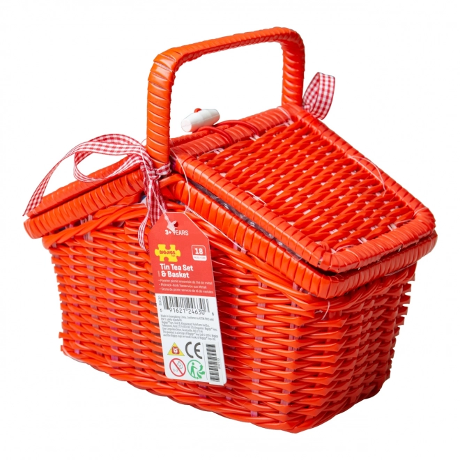 Bigjigs Toys Raskošna točkasta čajna set u košari za piknik
