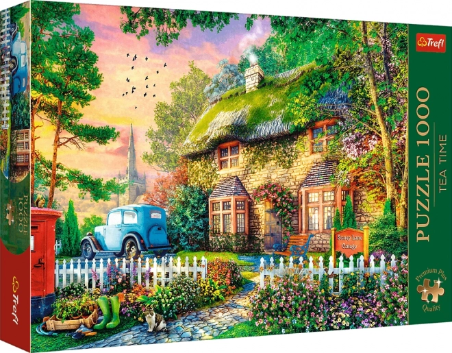 Puzzle TREFL Premium Plus: Vrijeme Za Čaj - Sleepy Lane Cottage 1000 dijelova