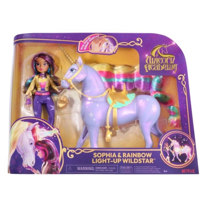 UNICORN AKADEMIJA SVJETLEĆI JEDNOROG WILDSTAR S LUTKOM SOPHIA 24cm