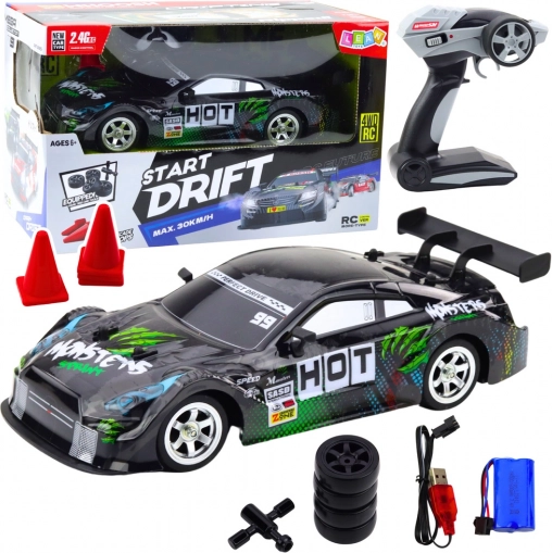 RC trkaći auto za drift crno-zeleni 30 km/h 1:16