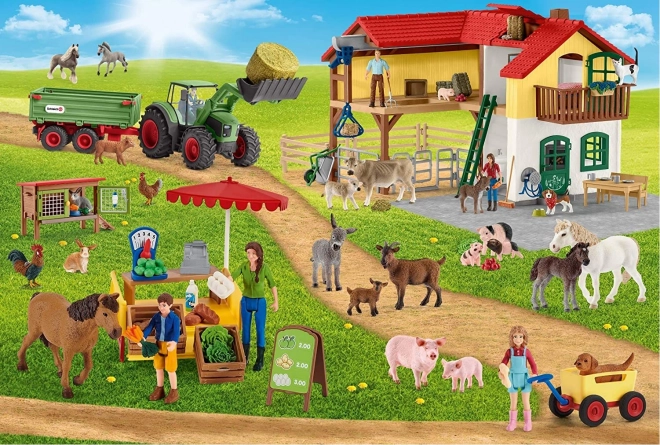 SCHMIDT Puzzle Schleich Farma s prodajnim štandom 100 dijelova + figura Schleich