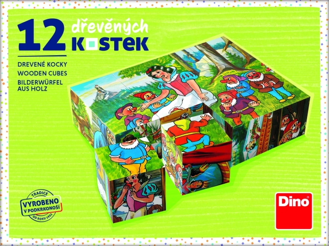 Kocke kubus Snjeguljica drvo 12kom u kutiji 16x12x4cm