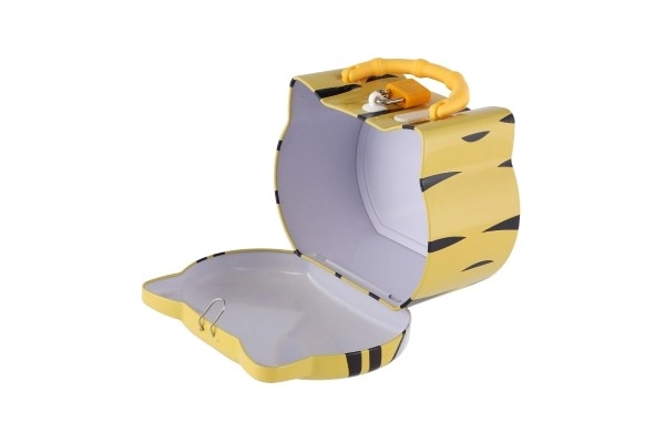 Pokladnička mačka/mačkica limenka sa bravom 14x12cm 3 boje u plastičnoj kutiji
