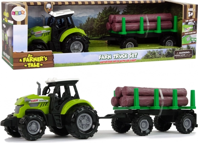 Zeleni traktor s prikolicom za trupce sa svjetlom i zvukovima