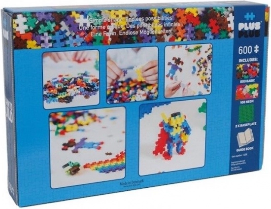 Konstrukcijski set PLUS-PLUS mini mix 600 kom (basic/neon) + 2 podloge