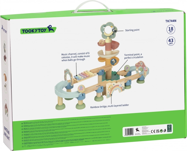 Drvena staza s kuglicama s ksilofonom Tooky Toy 44 kom