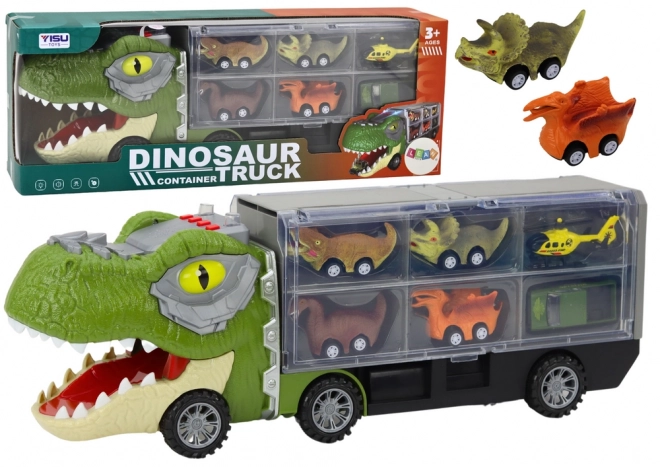 Kamion za prijevoz dinosaura 6 kom Svjetla Zvukovi Zelena