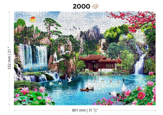 Drvene puzzle Vodopadi u japanskom vrtu