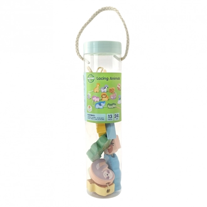 WOOPIE GREEN drvena navlačna zada ZOO Montessori 13 dijelova
