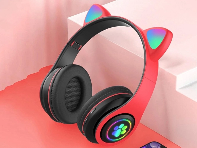 Bežične slušalice bluetooth radio fm mp3 mačje uši led osvjetljenje