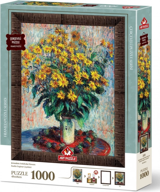 Puzzle s cvjetnim okvirom i ljepilom 3-u-1 Jeruzalemska artičoka 1000 dijelova