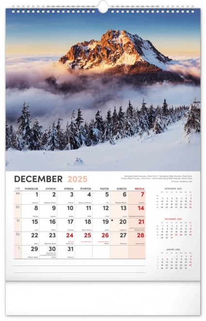 Zidni kalendar Naše Slovačka 2025, 33 × 46 cm