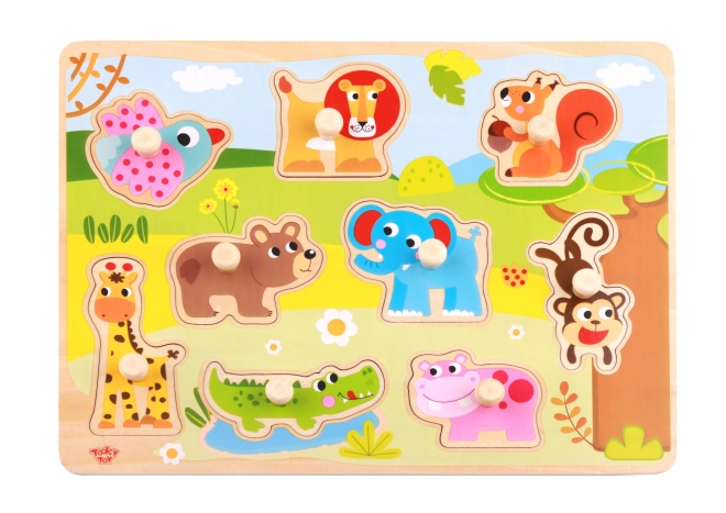 Drvene puzzle sa životinjama s ručkama